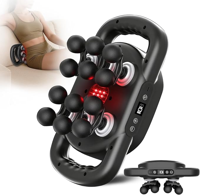 AdamPark Deep Tissue Massager Gun Electric Muscle Massager 12-Head Handheld Massage Gun with 9 Modes Quiet Massager for Back Pain Full Body Muscle Pain Relief Ideal Gifts for Women Men