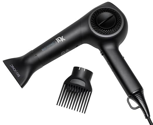 Bio Ionic 10X Ultralight Speed Hair Dryer Blow Dryer with Adjustable Heat &amp Speed Memory Function Professional Hair Styling Tool for Fast Frizz-Free Hairstyles