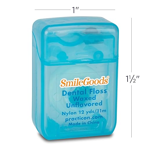 SmileGoods Waxed Dental Floss 12 yds Unflavored Bulk Pack of 72