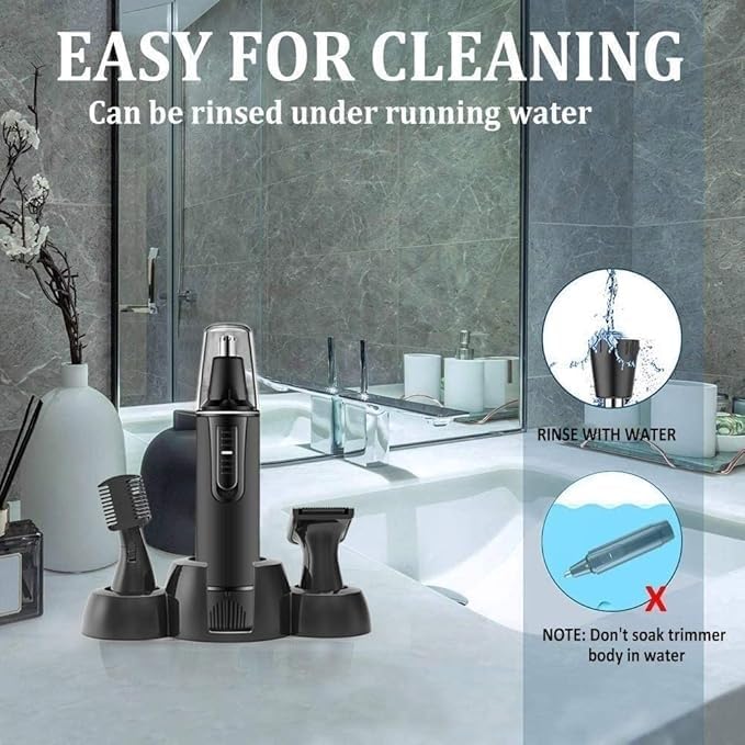 Nose Hair Trimmer-Professional Painless Ear and Nose Hair Trimmer for Men and Women Waterproof Dual Edge Blades for Easy Cleaning 3 in 1 Ear Nose Eyebrow and Facial Trimmer