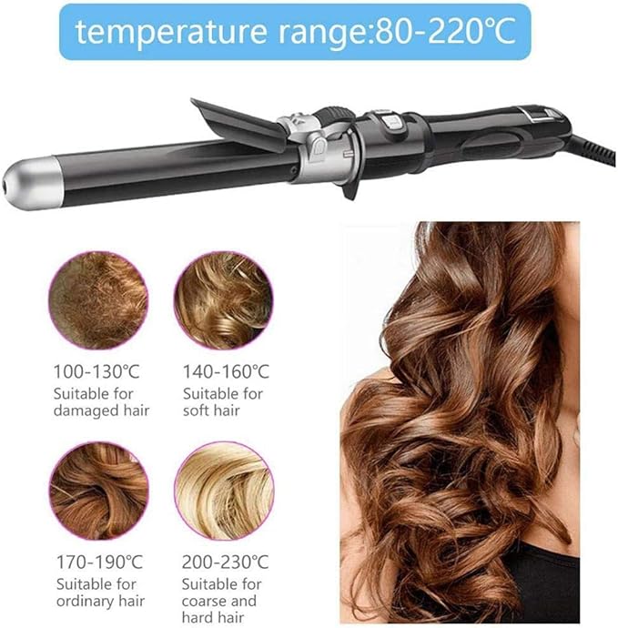Rotating Electric Curling Iron Automatic Hair Curler Stick Ceramic Roll Curling 360-degree Automatic Rotation Styling Tools (Color : D) (E)