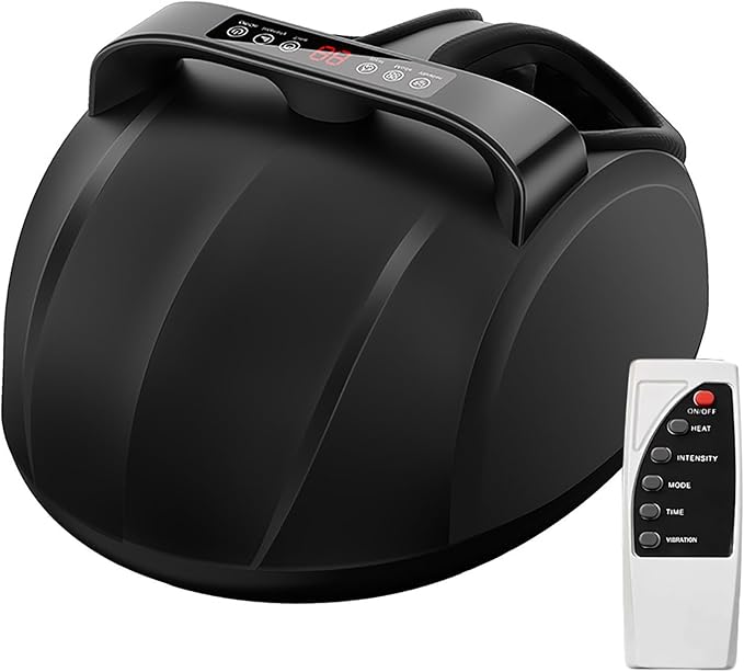 Electric Foot Massager Machine with HeatShiatsu Heated Feet Massager with Remote Control5 Massage Modes Adjustable Promote Feet Blood Circulation for Relief Pain Stress(Black)