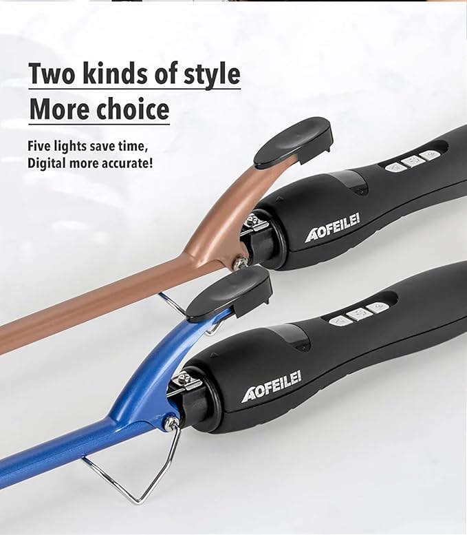 GeRRiT Thin Curling Wand 19mm Small Curling Iron Tiny Barrel Curling Wand for Short Long Hair Thin Curling Iron Ceramic Tourmaline for Short &amp Long Hair Ceramic Barrel (Color : Blue)