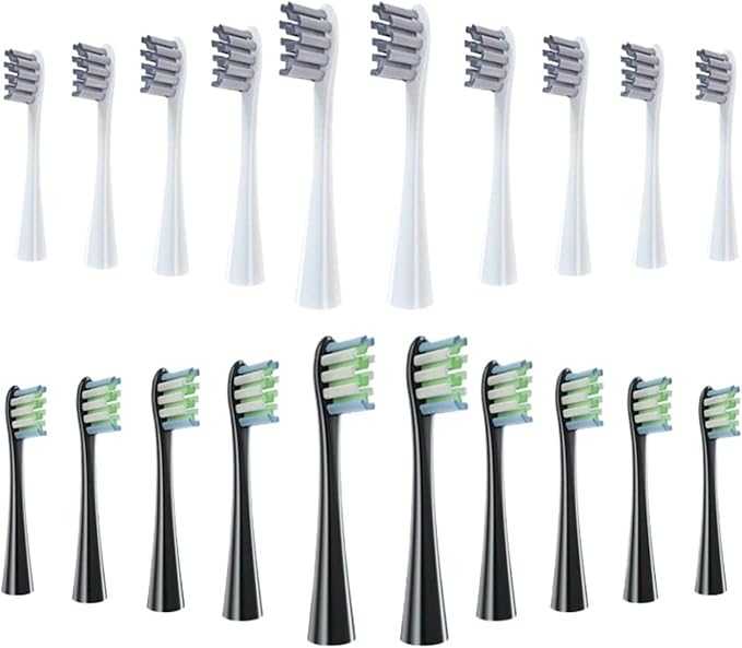 Replacement Brush Head for Oclean Electric Toothbrush Soft Bristle X/X PRO/ Z1 Brushes Replaceable fit for O-Clean Sonic(10 Grey 10 Black)