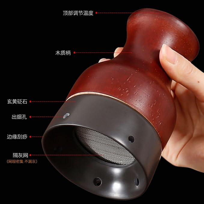 天然泗滨砭石温按摩仪 Hot Stones Massage Set 背部推拿按摩开背全身刮痧工具加热罐玄黄 HomeOffice Body Electric Massagers