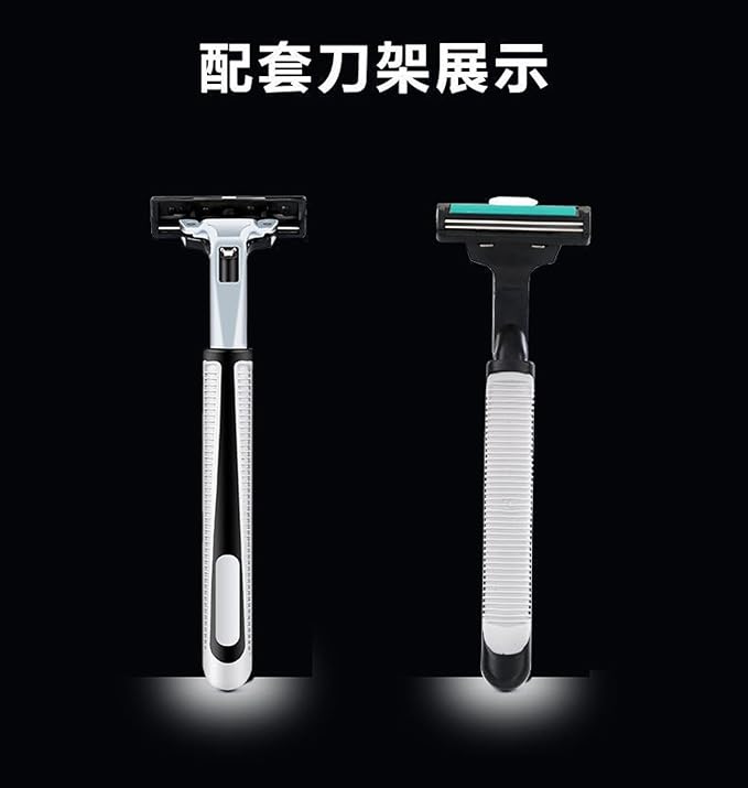 Men's refillable razors 2 knife holders 42 interchangeable double blades a free knife holder box set of 45