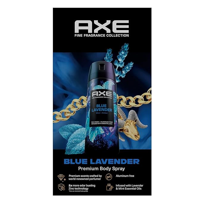 AXE Fine Fragrance Collection Premium Deodorant Body Spray Blue Lavender (3 Ct)