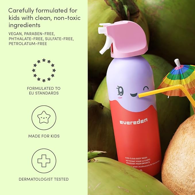 Evereden Kids Cloud Body Wash (6.7 fl. oz. Juicy Citrus) : Creamy Nourishing Cloud-Like Texture and Multi-Vitamin Body Lotion Gentle &amp Non-Toxic Moisturizing Kids Lotion