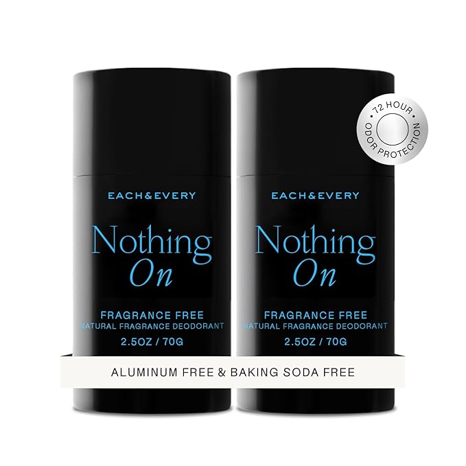 Each &amp Every Aluminum Free Deodorant for Men &amp Women Unscented - Fragrance-Free All Natural Deodorant for Sensitive Skin EWG Verified - Clean Baking Soda-Free Plant-Based Fragrance - 2.5oz