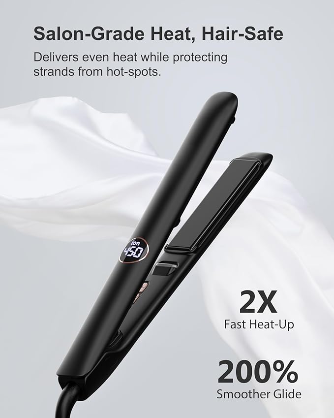 Hair Straightener 1 Inch Flat Iron Hair Straightener and Curler 2 in 1 Professional Ceramic Ionic Dual Voltage Flat Iron with Anti-Iron Silicone for Less Frizz Shinier &amp Smoother Hair