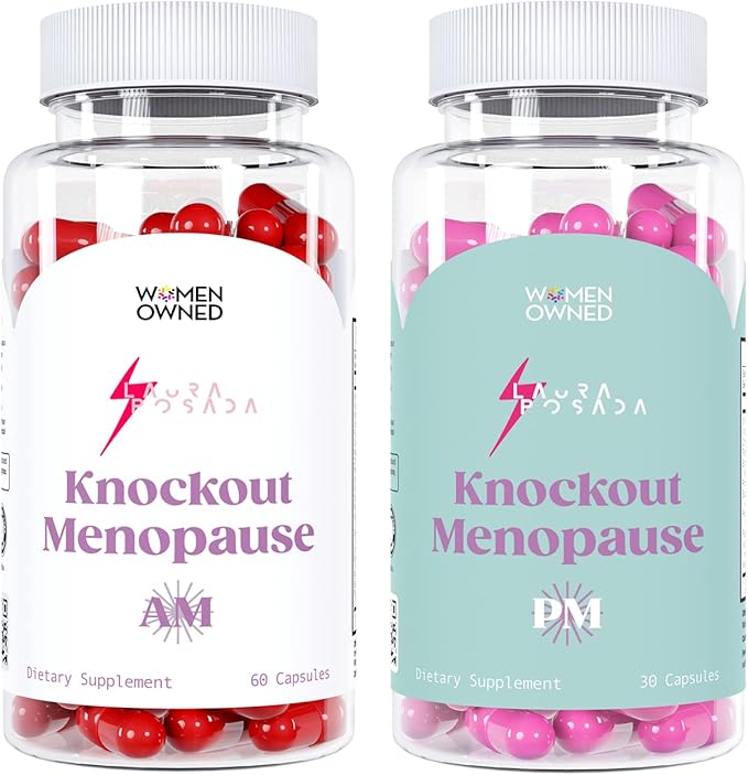 Knockout Menopause AM/PM Natural Relief Bundle Menopause Supplements for Women Natural Menopause + Perimenopause Multi-Symptom Relief for Daytime and Nighttime Symptoms (1 Month Supply) (Bundle)