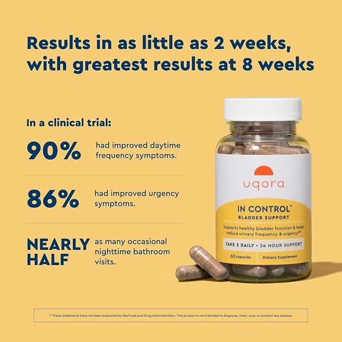 Uqora in Control Bladder Support - Daily Bladder Care &amp Support for Urinary Comfort - Made with botanicals Like Horsetail &amp Spicebush - Gluten-Free &amp Vegetarian - 120 Capsules (2 Pack)