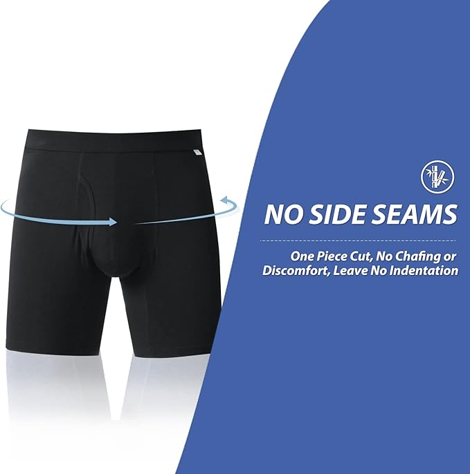 BAMBOO COOL Men's Ultra ComfortSoft Underwear Moisture Wicking &amp Breathable No Ride Up Boxer Briefs with Fly Multipack