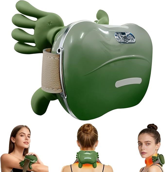 Bionic Heated Massager Wireless Portable Shiatsu Neck and Back Massager Electric Deep Tissue 4D Kneading Massage Simulated Human Hand Design for Pain Relief and Muscle Relax (Green)