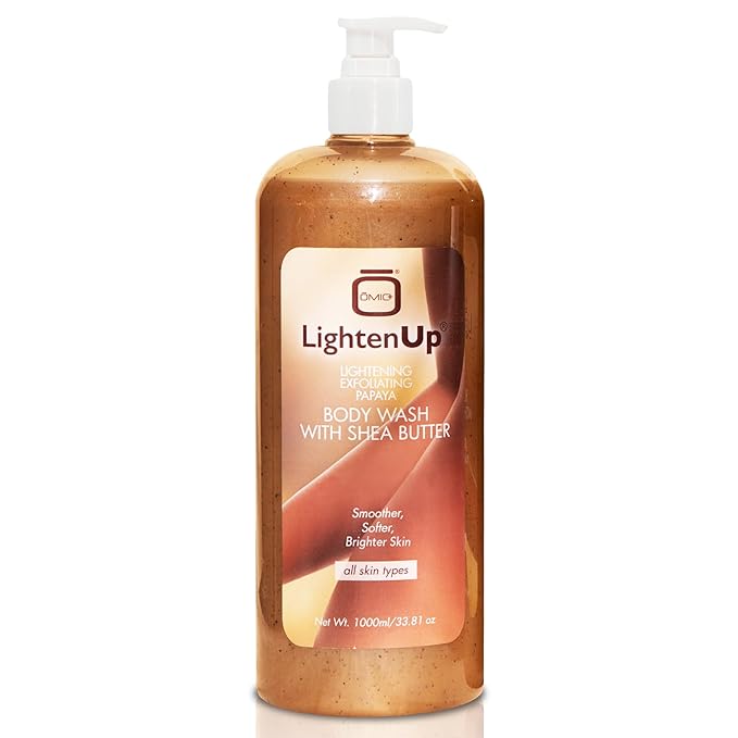 OMIC Lighten-Up LightenUp Exfoliating Body Wash - 33.8 Fl oz / 1000 ml - Formulated to Exfoliate and to Nourish Skin with Shea Butter Papaya