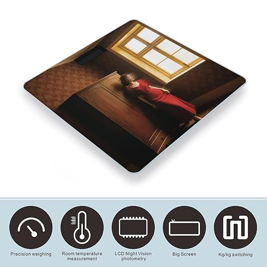 Retro Style Weight Scale Cute Bathroom Scale for Body Highly Accurate Digital Weighing Machine for People Compact LCD Display Scales with Sturdy Toughened Glass Scales
