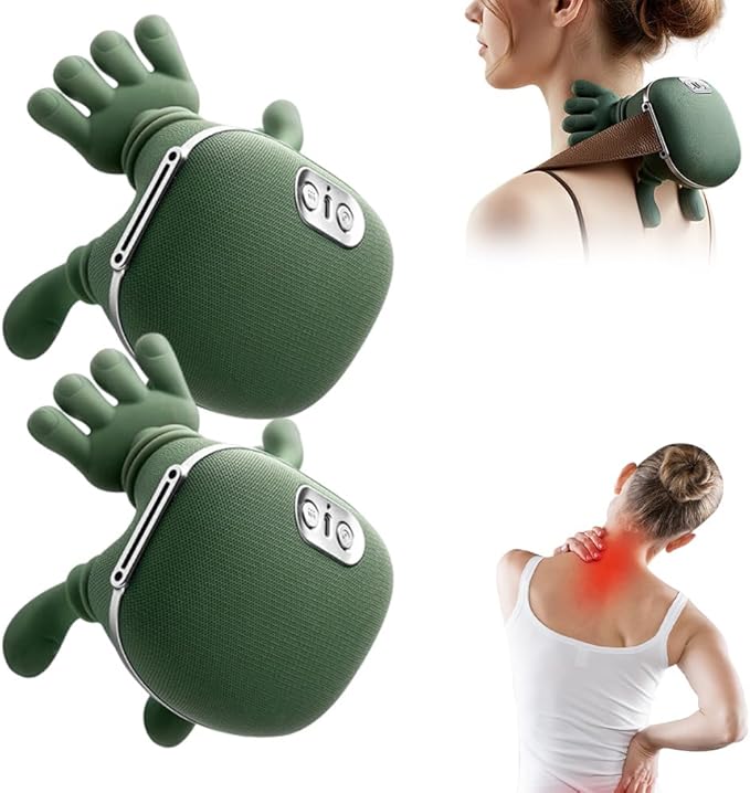 Neck Massager Shoulder Massager with Heat Shiatsu 4D KneadingElectric Neck and Back Massager for Relief(Green 2 Set)