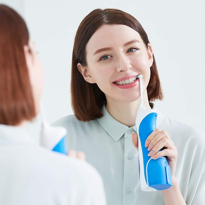 Panasonic Professional Water Flosser for Braces 2-in-1 Cordless Portable Oral Irrigator with Jet Nozzle &amp Tuft Brush EW1213A White