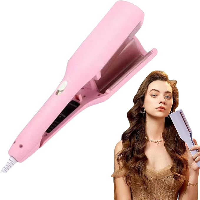 Hair Styling Tool with Negative Ionic Technology French Curls Iron Create Frizz-Free French Curls Effortlessly Curling Irons 15-Second Heat-Up (Pink)