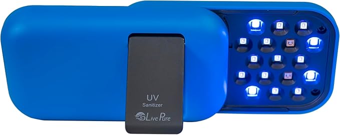 LivePure Handheld UV Light Sanitizer. Portable UV Light for Disinfecting Room Kitchen Car Bathroom Household Surfaces Cobalt Blue