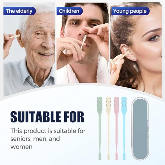 Nasal Hair Cutter 2025 Upgrade 360° Rotating Nose Hair Trimmer with Double-Sided Blade &amp Ear PickManual Nostril Hair Removal Tool for Men and Women Travel Essentials (Pink-6PCS)