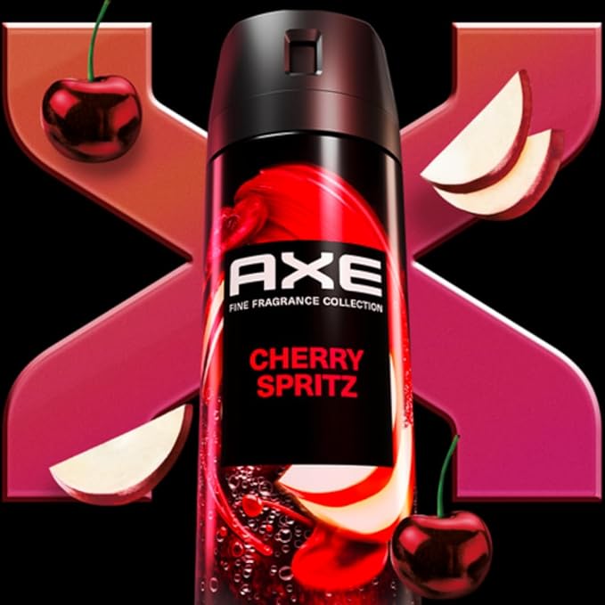 AXE Fine Fragrance Body Spray Variety Pack 4 Pack Touch of Sweetness - Cherry Spritz Pure Coconut Black Vanilla Watermelon Freeze Aluminum Free 4 oz