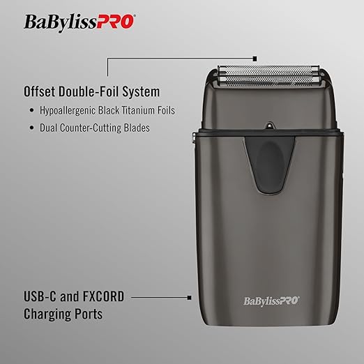 Bundle of BaBylissPRO UVFOIL Double Foil UV-Disinfecting Metal Shaver + BaBylissPRO UVFOIL Double Replacement Foil with Cutters