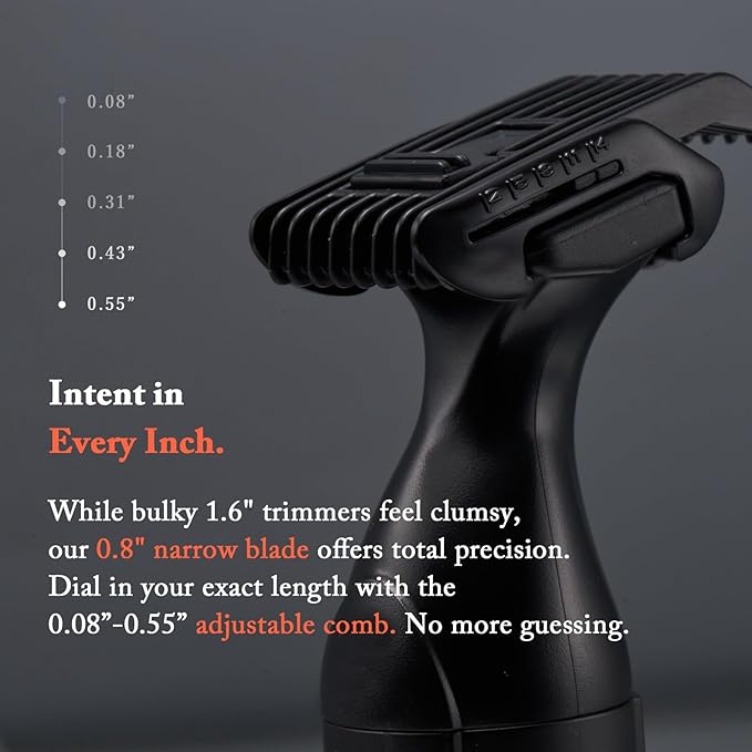 URBANER Precision Mustache Trimmer USB Rechargeable Detail Grooming Tool with Japanese Steel Blade IPX8 Waterproof Lightweight Trimmer