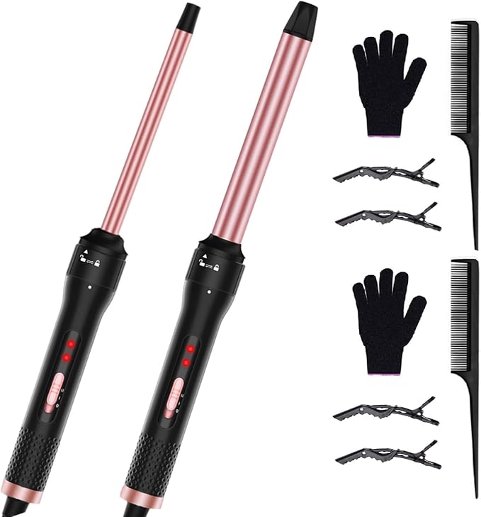 Professional 1/2 Inch Curling Iron 1Pcs Curling Iron 1 Inch 1Pcs Curler Wand for All Hair Types Include Heat Protective Glove &amp Clips