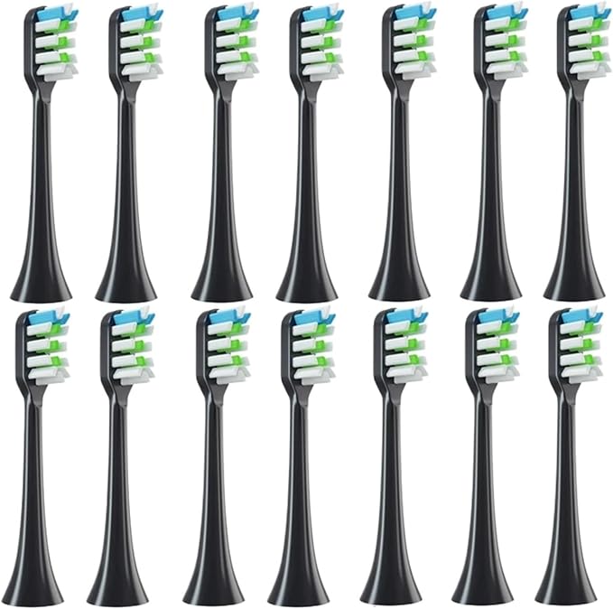 Compatible for SOOCAS - 14PCS Replacement Toothbrush Heads Fit X3S/X3U/X3Pro/D2/D3S/D5 Soft Bristle Nozzles(14 Black)