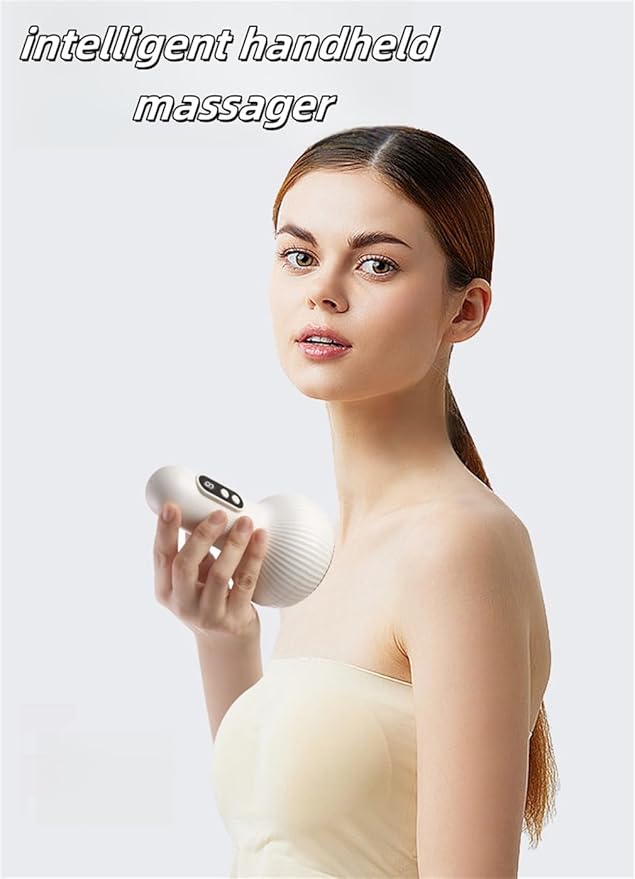 White Hand-Held Intelligent Massager Cordless Rechargeable Vibrating Massager Body Shaping Machine Massage Abdominal Belly Thighs Butt Neck for Women Men at Home