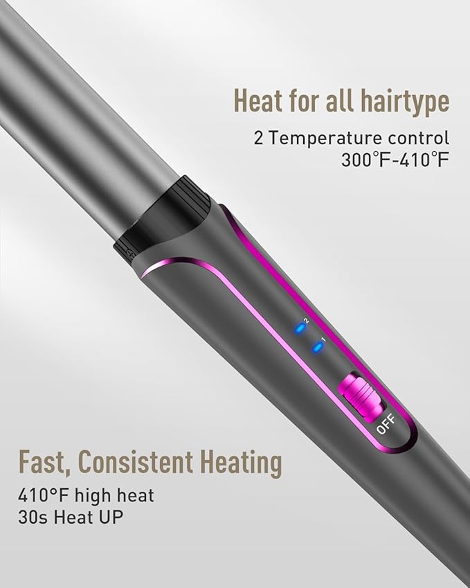 BESTOPE PRO 5 in 1 Curling Wand Set - 3 Barrel Hair Crimper Fast Heating Ceramic Curling Iron - Gray