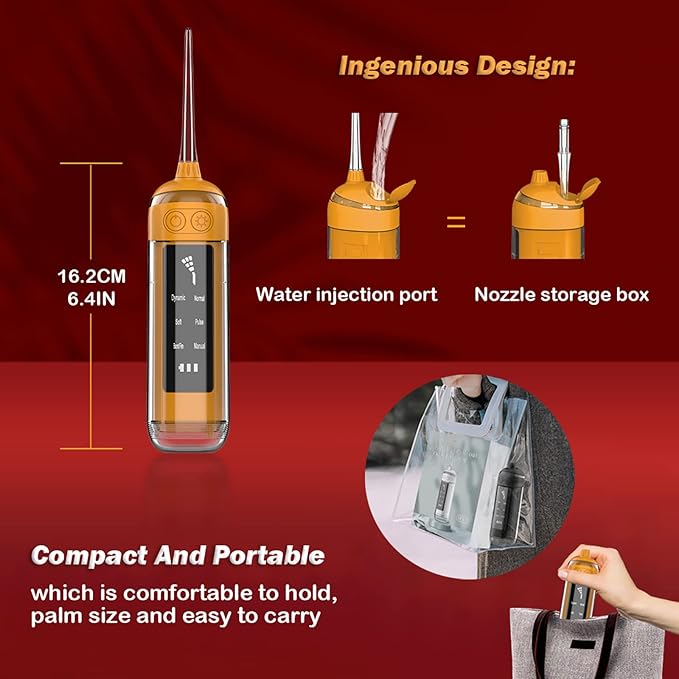 Water Dental Flosser Teeth CleanerOhyesbae 6 Modes Dental Oral IrrigatorPortable and USB Rechargeable Teeth Cleaner Picks for Home TravelIPX7 Waterproof Oral Irrigator (Black)