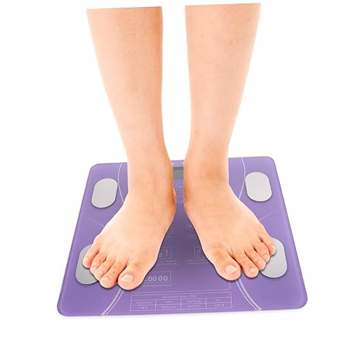 VOSAREA Household Electronic Precision Weight Scale Intelligent LED Display Fat Measuring Digital Bathroom Scale Creative Design Without Battery Purple Battery Style