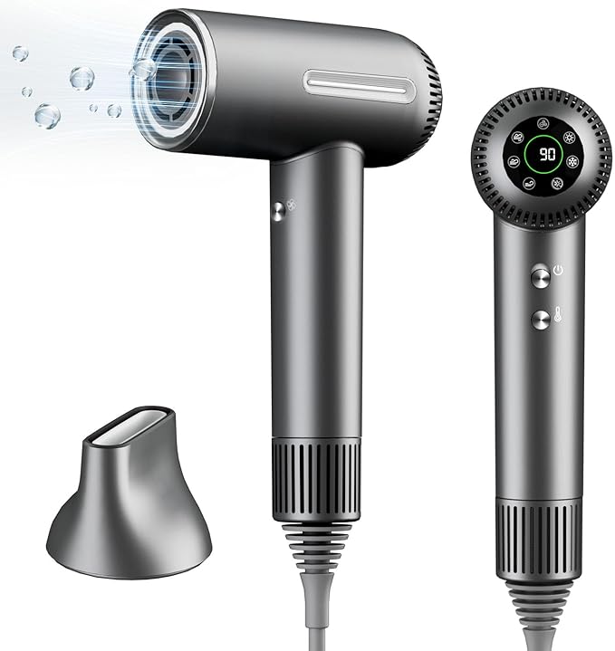 Hair Dryer Negative Ionic Blow Dryer with 11000RPM High-Speed Motor for Fast Drying Low Noise Thermo-Control Lightweight Portable Hairdryer with Magnetic Nozzle for Home Travel
