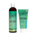 The Seaweed Bath Co. Unscented 12oz Body Wash and 6oz Body Cream Natural Organic Bladderwrack Seaweed Paraben Free