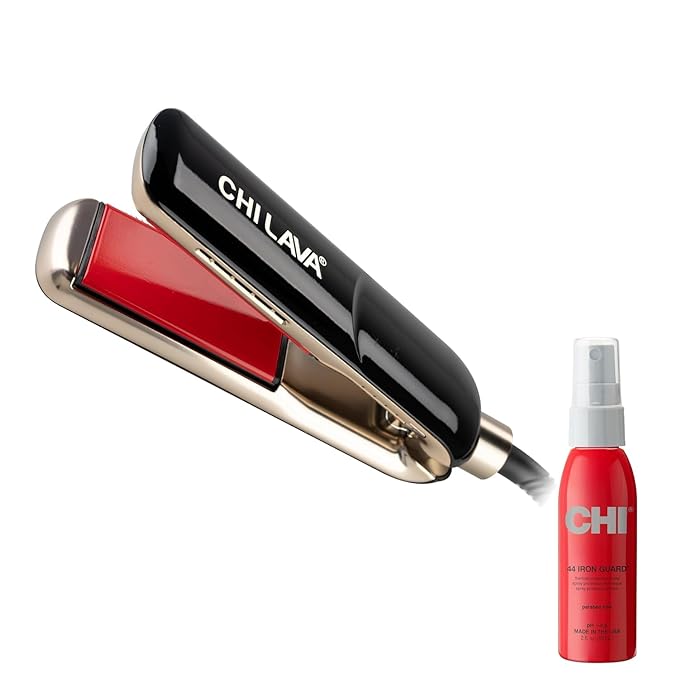 CHI Lava MiniStyler &amp CHI 44 Iron Guard (2 Oz) Gift Duo Ceramic Hair Straightener for Long-Lasting Shine Perfect for Daily Use &amp Travel 1.5” Iron