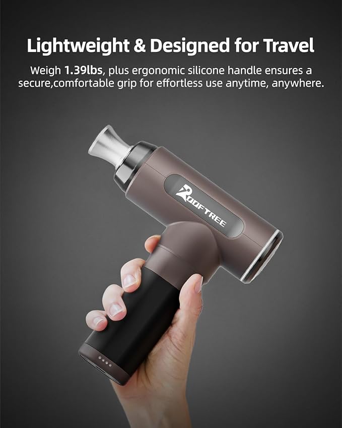 Deep Tissue Percussion Massage Gun for Muscle Pain Relief Electric Back Massager with High-Powered Brushless Motor 60lbs Stall Force for Professional AthletesPortable for Home Gym TravelGreyF1