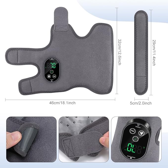 Ankle MassagerElectric Foot and Ankle Massagers Adjustable Wrap With 3 Vibration Modes and 6 Heat LevelsAuto TimerCordless Portable Design FootRenew Triple Massager For Daily Foot Relaxation (Grey)