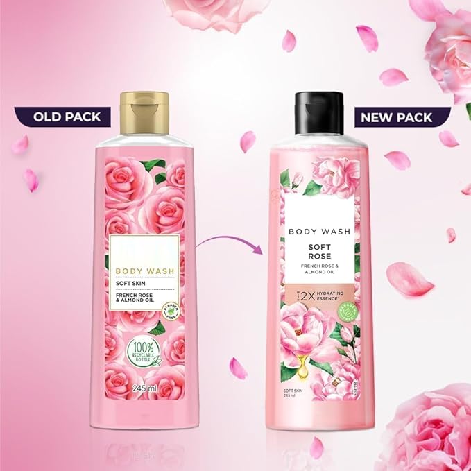HS Shower Gel French Rose Fragrance &amp Almond Oil Bodywash With Glycerine For Soft &amp Glowing Skin Paraben Free 245 ml