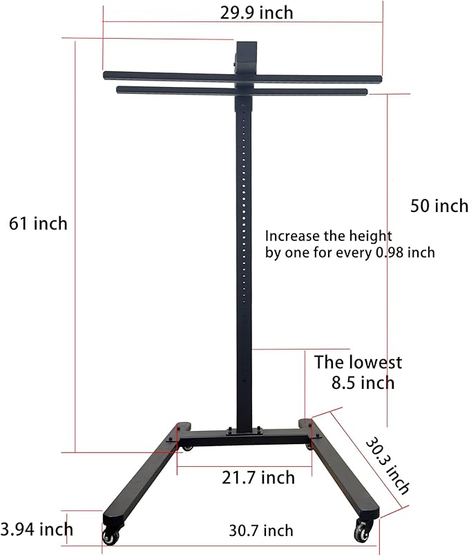 Horizontal Rolling Stand for EXESAS Red-Light Therapy Panels Horizontal Installation for EXESAS Red Light Devices (Stand Only Panel Sold Separately) (Standard)