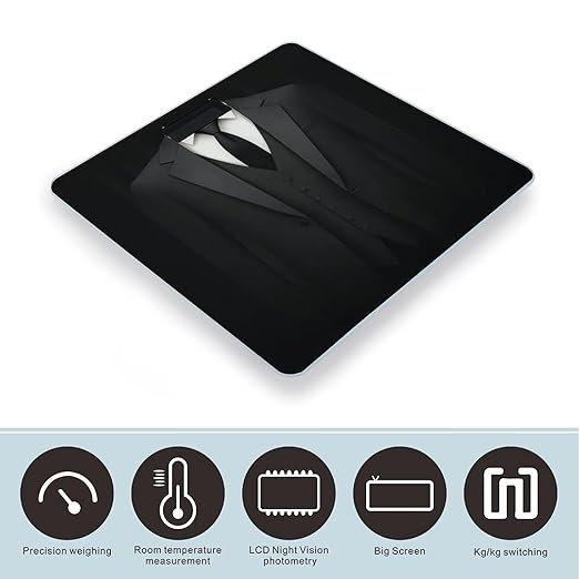 Men's Fashion Automatic Switch Digital Bathroom Weighing Scale Smart Scale Black Tie Tuxedo