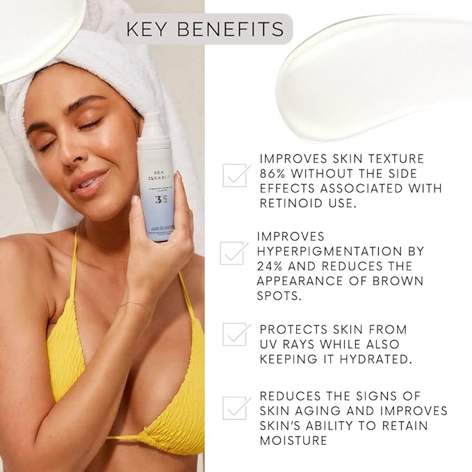 Sonrei Sea Clearly Hydrating Facial SPF 35 + Anti-aging Growth Factor Clear Sunscreen Gel &amp Primer | Broad Spectrum UV Protection | Water Resistant Vegan and Reef Safe | Non-greasy (3-Pack)