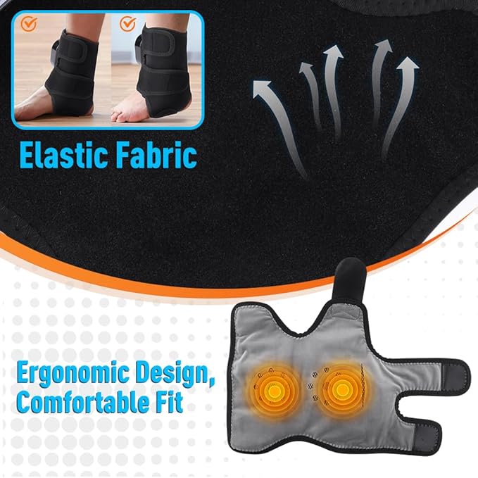Family‎ Health Wearable Ankle Massager with Heat &amp Vibration Cordless Heated Wrap for and Foot Comfort Adjustable Levels Rechargeable 2-Pack Black(Gray2)