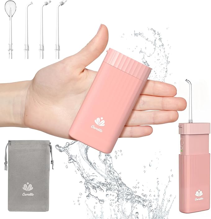 Portable Water Flosser for TeethTravel Water Flosser PicksMini Cordless Oral Irrigator Rechargeable Power Dental with Telescopic Water Tank IPX7 Wateroproof for Brace &amp Sensitive Teeth CarePin