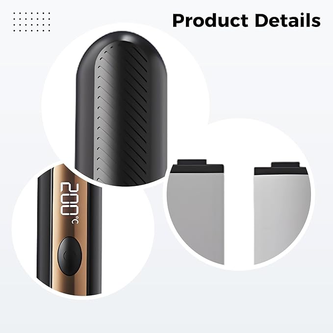 Cordless Hair Styling Tool 3-in-1 Straightener LCD Display Travel