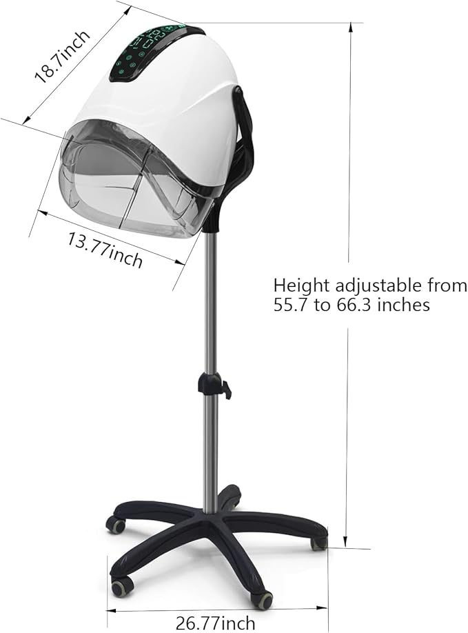 Professional Stand-up Hooded Hair Dryerwith Smart Touch Control Panel 1000W 8-Speed Settings Negative ion and Ozone Functionswith Bonnet Portable Blow Dryer for Salons and Home use.