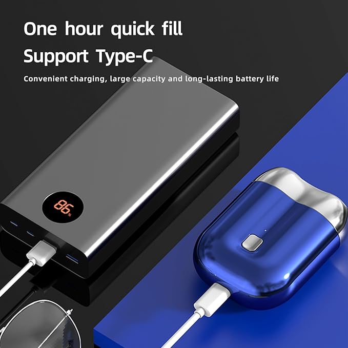 New Model Mini Dual-Head Electric Shaver Upgrade Pocket Shaver Washable Double Head Razor USB Mini Portable Razor Rechargeable Waterproof Compact (Four Color) (Sliver)