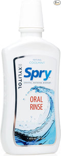 Spry Natural Xylitol Mouthwash Fluoride Free with Enamel Support Gentle Alcohol Oral Rinse Non-GMO Coolmint - 16 fl oz (Pack of 2)