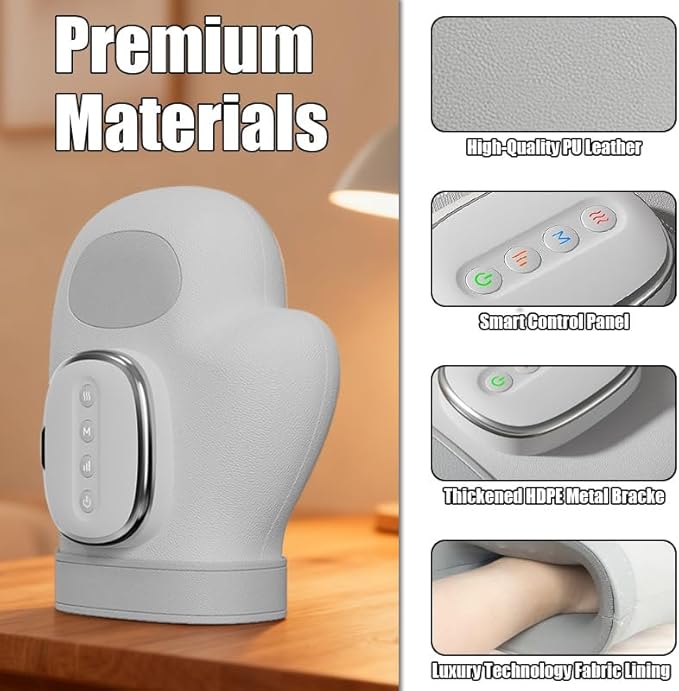 Hand Massager with Heat and Compression 3 Massages 3 Temps 5 Compression Models Therapy Hand Massager for Carpal Tunnel Helps Soothe Hand Fatigue Gifts for Women/Men(Grey)